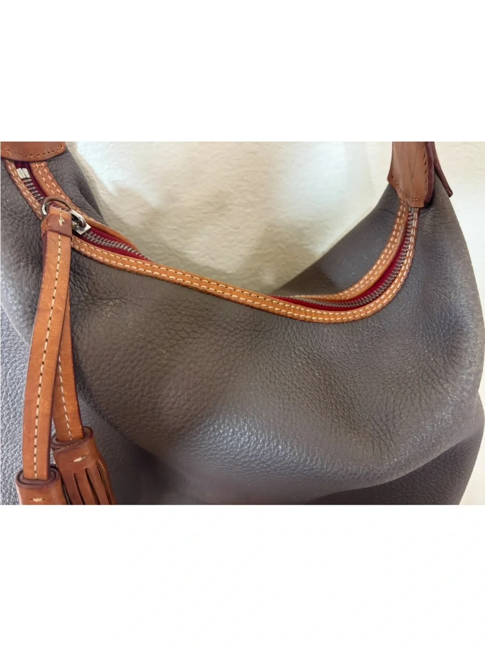 Dooney & Bourke gray and Tan Leather Hobo Bag